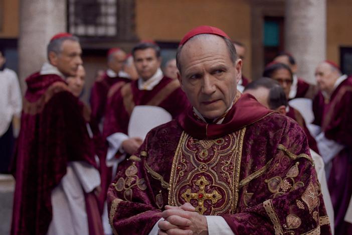 Ralph Fiennes stars as Cardinal Lawrence in director Edward Berger's CONCLAVE, a Focus Features release.