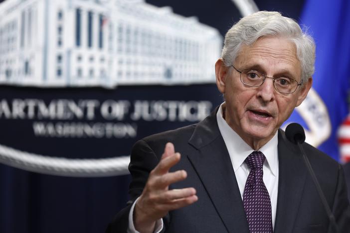 U.S. Attorney General Merrick Garland speaks at the Department of Justice on Sept. 27.