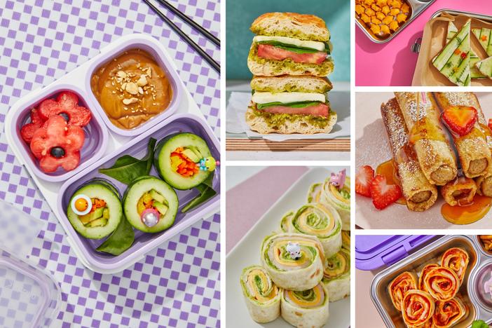 Sulhee Jessica Woo's cookbook is a collection of 150 globally inspired lunchbox recipes. The six featured here include (from left to right, counterclockwise): cucumber veggie rolls and peanut dipping sauce; mozzarella, tomato and spinach pesto panini; cucumber toast; sausage French toast roll-ups; pepperoni and mushroom pizza roll-ups; and turkey, avocado and cheese pinwheels.