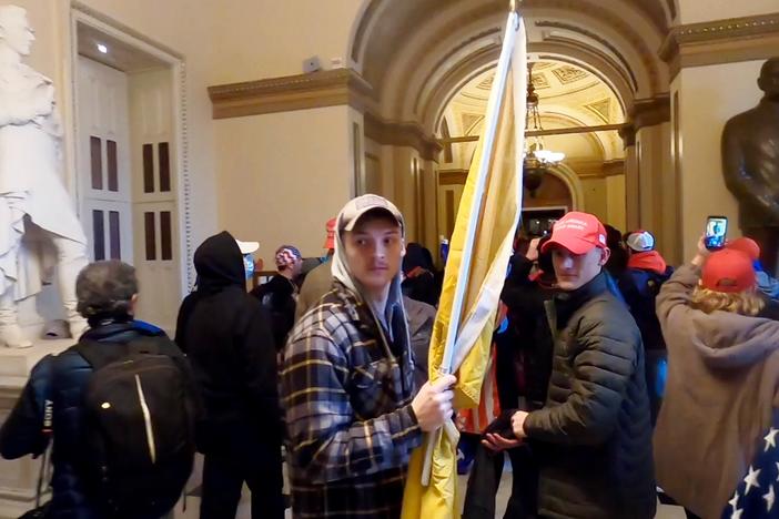 Josh Abate and Micah Coomer inside the U.S. Capitol on Jan. 6, 2021.