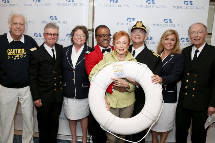 Jack Jones, left, appears with former cast members of <em>The Love Boat</em> in 2015.