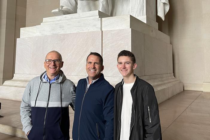 (From left) Donald Kabara, his son Tim, and his grandson Harrison on a 2023 trip to D.C.