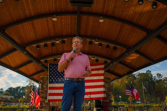 Georgia Gov. Brian Kemp speaks at a Get out the Vote event in Cumming, Ga. on Oct. 26.