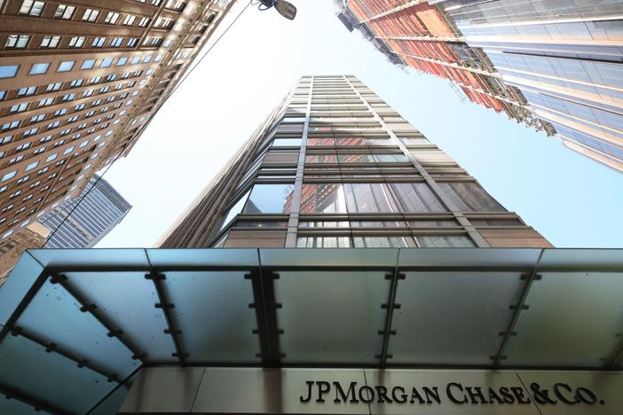 The JPMorgan Chase headquarters building is seen in New York City. The banking giant is filing lawsuits against customers who exploited a viral technical glitch this summer that allowed people to pull huge amounts from Chase ATMs.