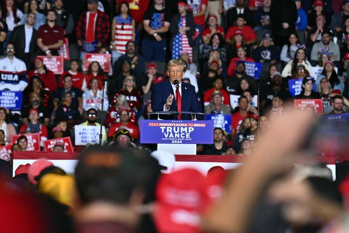 Former President Donald Trump speaks at a campaign rally in Allentown, Pa., on Tuesday.