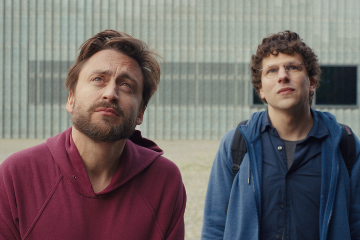 Mismatched cousins David (Jesse Eisenberg) and Benji (Kieran Culkin) reunite for a tour through Poland to honor their beloved grandmother.