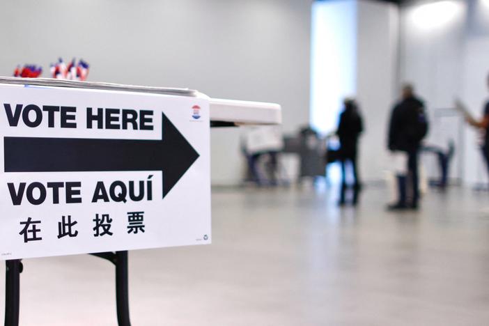 People wait in line to cast their votes during in New York on October 26, 2024. Online, social media users are floating unverified and false claims about voting that can quickly go viral.