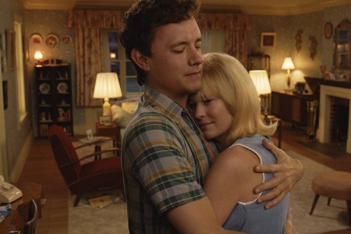 Tom Hanks and Robin Wright star in <em>Here, </em>a film adapted from the millennia-spanning graphic novel by Richard McGuire. It's a technically and narratively difficult story to tell on-screen and the result is crowded and confusing.