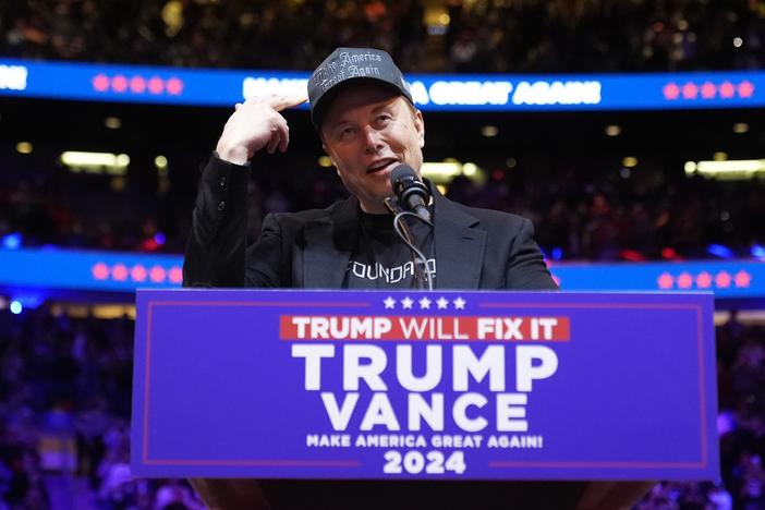 Elon Musk speaks before Republican presidential nominee former President Donald Trump at a campaign rally at Madison Square Garden, Sunday, Oct. 27, 2024, in New York.