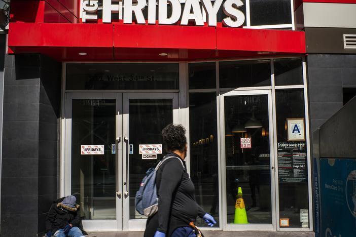 A TGI Fridays is pictured in 2020 in Queens in New York City, when the streets were empty due to the coronavirus.