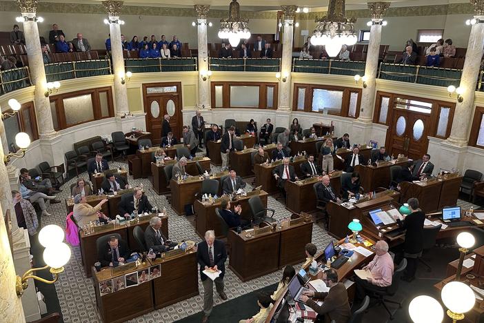 The South Dakota Senate begins a floor session, Thursday, Feb. 22, 2024, at the state Capitol in Pierre, S.D.