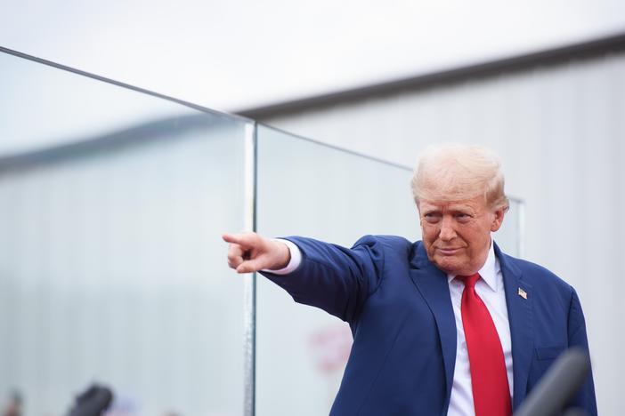 Donald Trump greets supporters before offering remarks during a 2024 event in Asheboro, North Carolina.