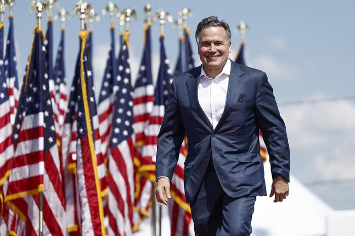 Dave McCormick, Republican U.S. Senate candidate from Pennsylvania, arrives to speak at a campaign rally for former President Donald Trump on July 13 in Butler, Pa.
