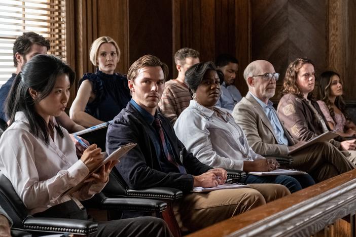 Nicholas Hoult (front row, center) plays Justin Kemp in<em> Juror #2.</em>