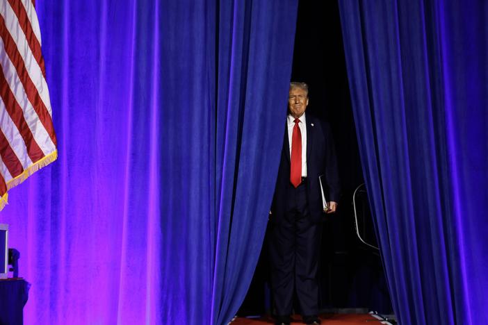 President-elect Donald Trump arrives to speak during an election night event at the Palm Beach Convention Center on Nov. 6, in West Palm Beach, Fla. Trump has articulated ambitious plans for his first 100 days in office.