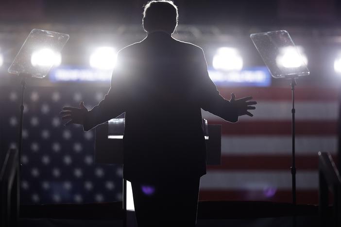 Former President Donald Trump holds a campaign rally at the Santander Arena in Reading, Pa.