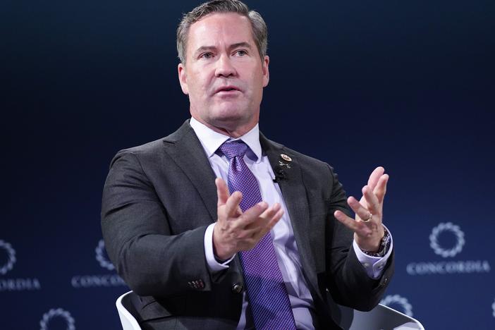 Rep. Mike Waltz attends the 2024 Concordia Annual Summit in New York on Sept. 23. Waltz has been picked to serve as President-elect Trump's national security adviser, according a source familiar with the selection.