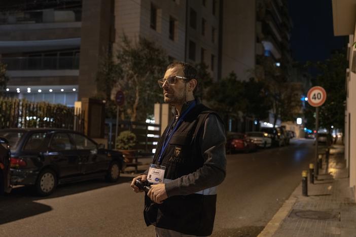Tarek Khoury, 40, is one of the Ashrafieh neighborhood watch guards in Beirut, who has an eye out not just for theft and attempted break-ins, but also for anyone suspicious who may be among the displaced.