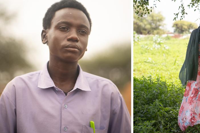 Mahamat Djouma, 14, fled the war in Sudan without parents; his mother died in 2023 and his father subsequently disappeared. He came with 5-year-old twin brothers, whom he now cares for. Entesar, a 21-year-old student, also fled to escape the violence -- and was raped by three soldiers. She asked to be identified by her middle name since she has not yet told close family members about the attack.