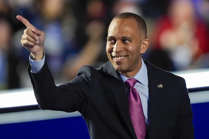Rep. Hakeem Jeffries, D-NY, during the Democratic National Convention, Aug. 21, 2024, in Chicago.