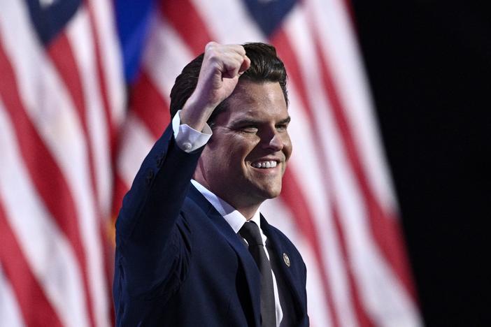 Rep. Matt Gaetz arrives to speak during the third day of the 2024 Republican National Convention in Milwaukee, Wisc., on July 17.