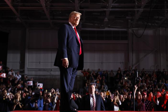 Former President Donald Trump holds a campaign rally at Macomb Community College on Nov. 1, in Warren, Mich.