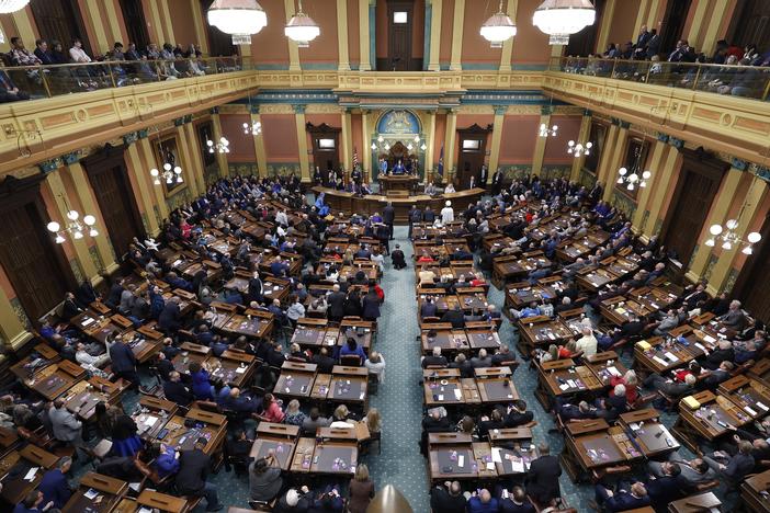 Michigan Democratic Gov. Gretchen Whitmer delivers her State of the State address in January 2024. Republicans won control of the Michigan House this year, ending the Democratic trifecta that ushered in a wave of progressive policies.