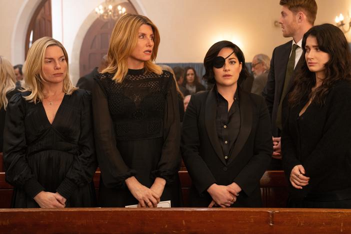 The first season of <em>Bad Sisters </em>was adapted from a 2012 Belgian series called <em>Clan. </em>But Season 2 is all-new, Apple TV+ territory. Above,<em> </em>Eva Birthistle, left, Sharon Horgan, Sarah Greene and Eve Hewson as the Garvey sisters.