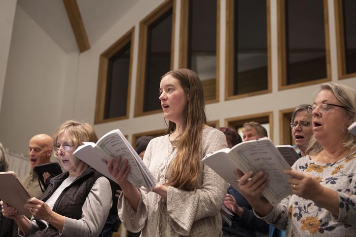 The North Fork Community Choir practices at the North Fork Baptist Church in Paonia, Colo., on Nov. 6 — the day after Election Day.