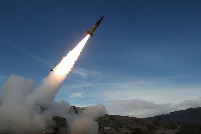 In this image provided by the U.S. Army, U.S. soldiers conduct live fire testing at White Sands Missile Range, N.M., on Dec. 14, 2021, of early versions of the Army Tactical Missile System.