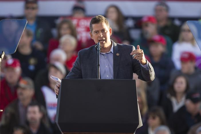 President-elect Donald Trump has chosen former Wisconsin congressman Sean Duffy, seen here speaking at a rally in 2018, to be his Department of Transportation Secretary.