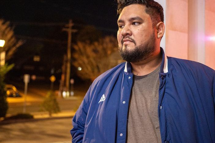 Angel Reyes Rivas at his office in Long Island. Yunuen Bonaparte/NPR