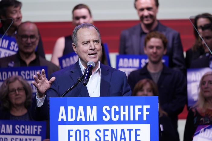 U.S. Rep. Adam Schiff, D-Calif., speaks at a primary election night party, Tuesday, March 5, 2024, in Los Angeles, during his Senate candidacy.
