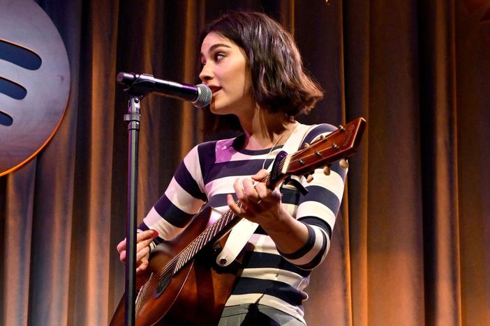 Gracie Abrams performs in Los Angeles earlier this month. Abrams, who released her album <em>The Secret of Us </em>in June, has been opening for Taylor Swift on the most recent leg of Swift's Eras Tour. "That's So True," a single included on the deluxe version of <em>The Secret of Us</em> last month, becomes her first Top 10 hit this week.