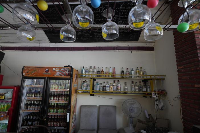 The empty bar of Nana Backpackers hostel in Vang Vieng, Laos on Nov. 22.