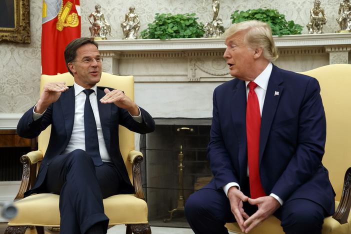 President Donald Trump speaks during a meeting with the Dutch Prime Minister Mark Rutte in the Oval Office of the White House, Thursday, July 18, 2019, in Washington.