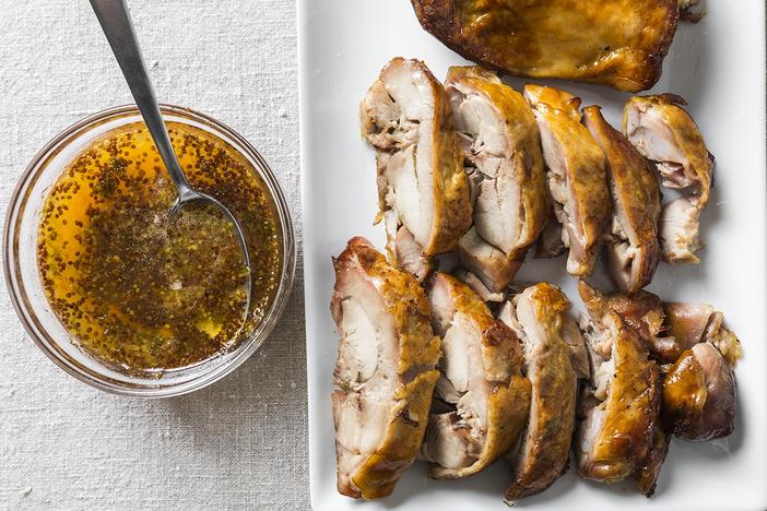 Turkey Thigh Confit is a delicious main course that you can make well ahead of Thanksgiving.