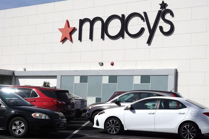 Cars sit parked in front of a Macy's store at Bay Fair Mall on Feb. 27, 2024 in San Leandro, California.