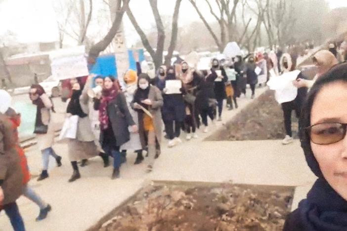 Sharifa Movahidzadeh is one of the three protesters profiled in <em>Bread & Roses</em>, the documentary film about Taliban policies that restrict the rights of women. The film is now streaming on Apple TV+.