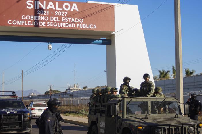 Mexican military and police are seen patroling in Culiacan, Sinaloa state, Mexico, on Jan. 6, 2023.