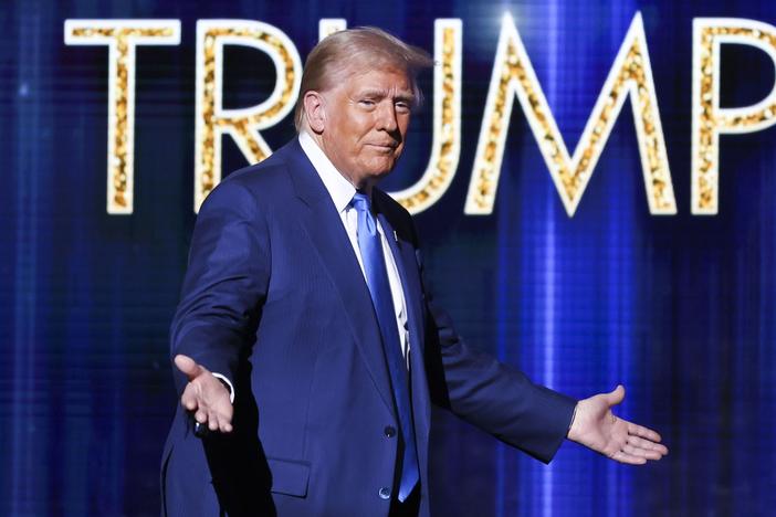 President-elect Donald Trump takes the stage before he speaks at the FOX Nation Patriot Awards on Dec. 5 in Greenvale, N.Y.