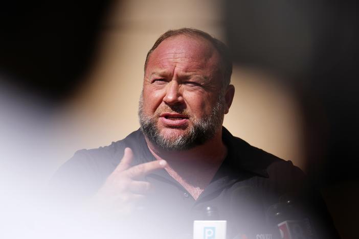 Conspiracy theorist Alex Jones says if his Infowars show is shut down, he'll move to his back-up studios and website and continue posting a live feed on his usual satellites and stations and on X.