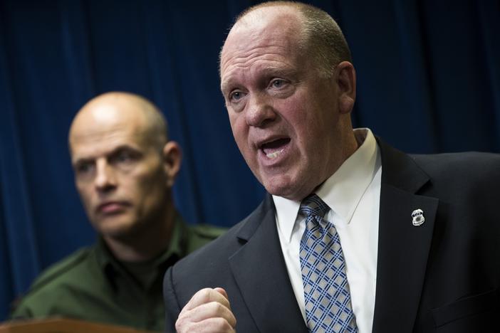 Thomas Homan, then a senior official performing the duties of the director of Immigration and Customs Enforcement, speaks during a press conference in 2017.