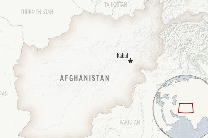 This is a locator map for Afghanistan with its capital, Kabul.