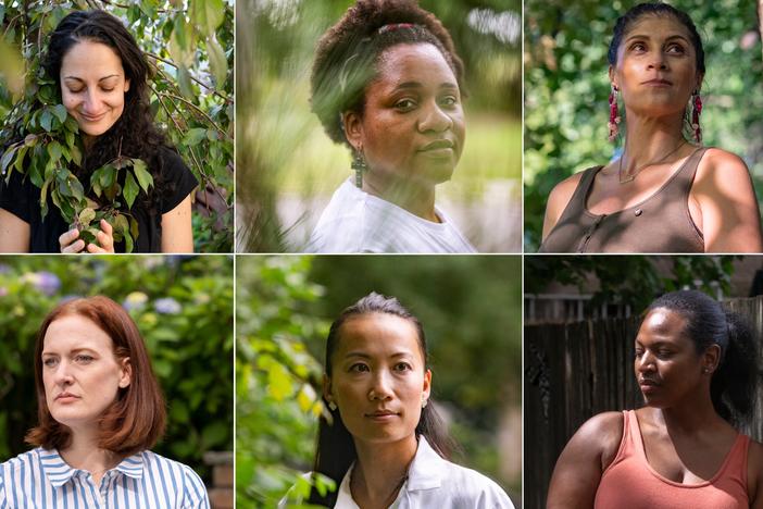 Clockwise, from top left: Laura Forer, Michelle Allette, Domenique Rice, Jen Loga, Dr. Patty Ng and Marise Angibeau-Gray