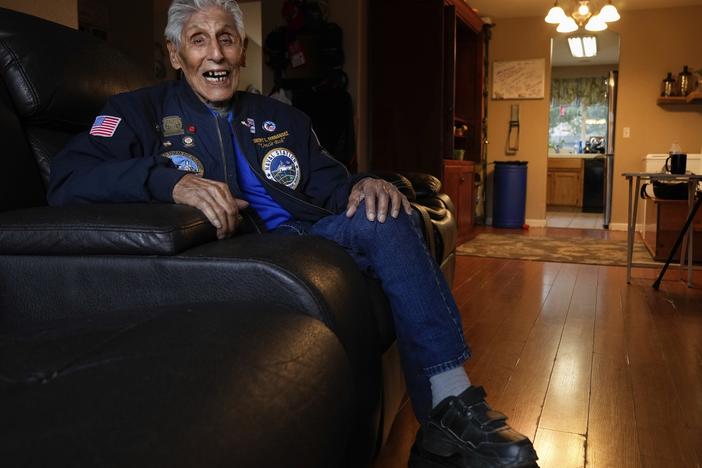 Pearl Harbor Navy veteran Bob Fernandez is photographed at home in Lodi, Calif., on Nov. 19.