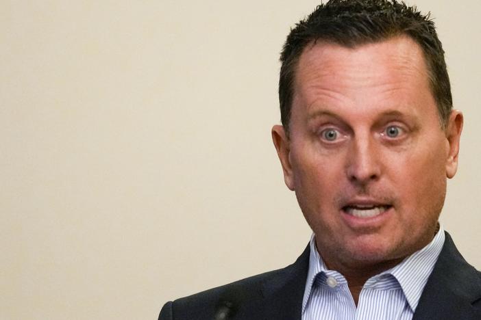 Richard Grenell speaks during a ceremony in Belgrade, Serbia, in October 2023. President-elect Donald Trump has announced he's picked the longtime foreign policy adviser to serve as an envoy for special missions