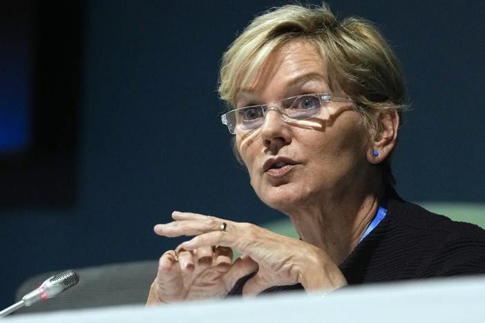 Energy Secretary Jennifer Granholm talks during a session at the COP29 U.N. Climate Summit Nov. 15, 2024, in Baku, Azerbaijan.