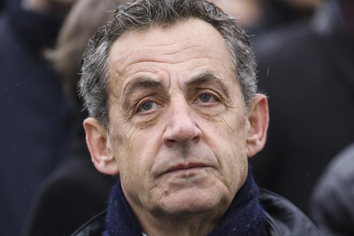 In this Nov. 11, 2019 file photo, French former president Nicolas Sarkozy attends a ceremony at the Arc de Triomphe in Paris.