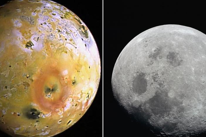 Scientists say Earth's Moon went through a period when it was a lot like Io, a moon of Jupiter that's full of volcanic activity.